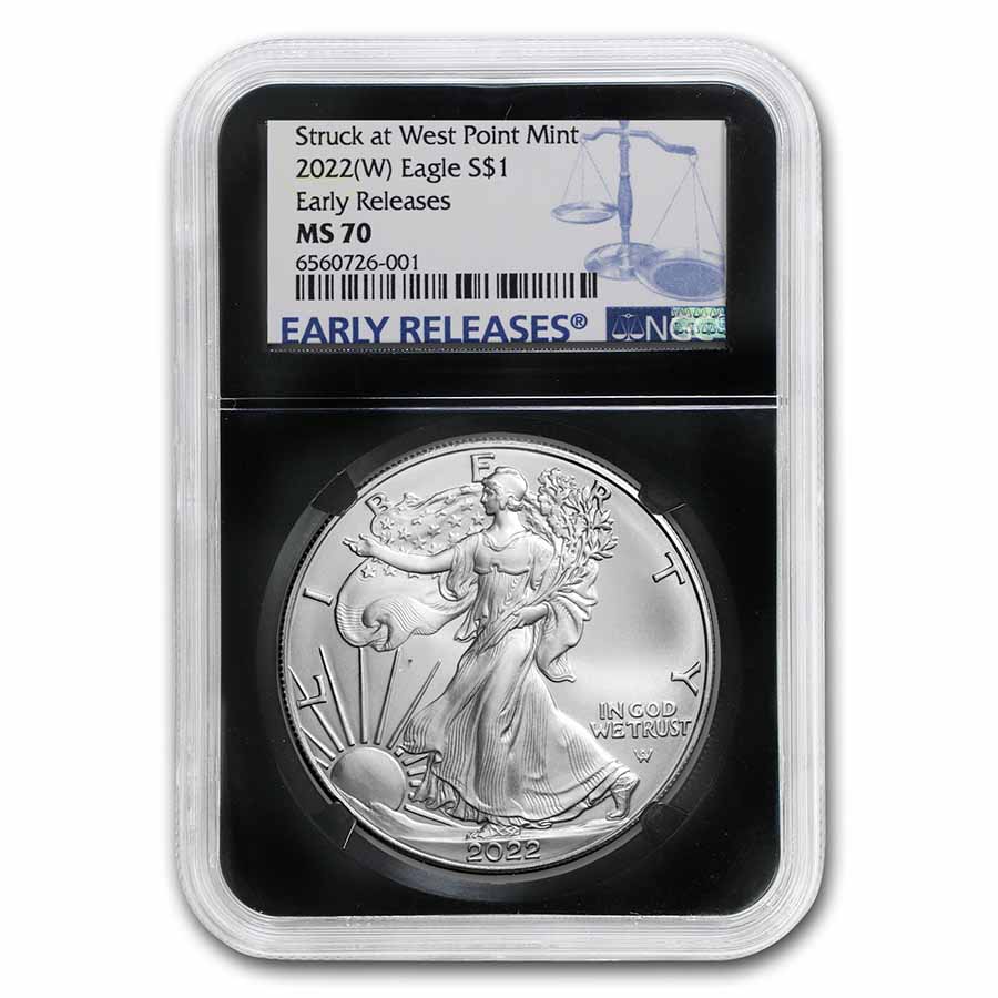 【新品】Silver Eagleイーグル銀貨2022-W PCGS MS70 2022 (W) 1 oz American Silver Eagle MS-70 (First Day of